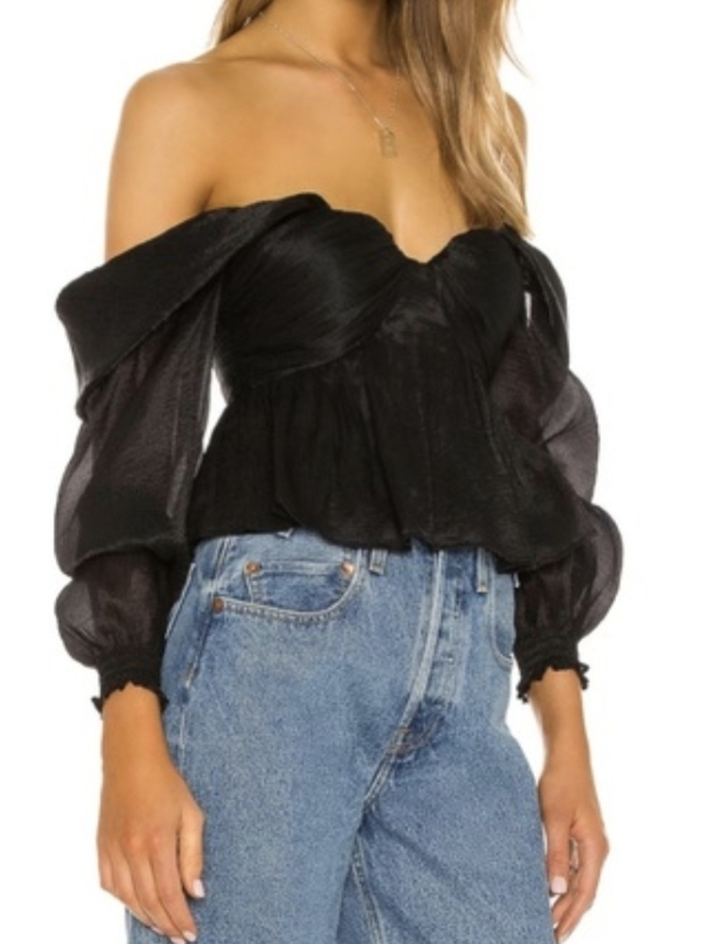 Black Off Shoulder Sweetheart Top